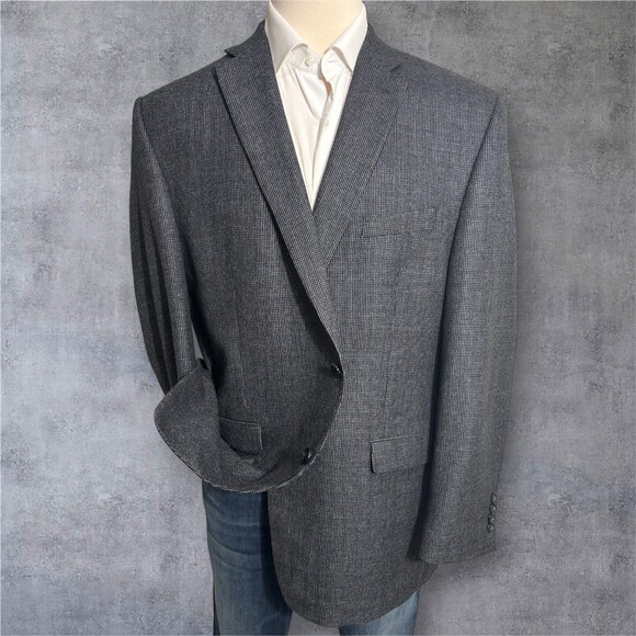 RALPH LAUREN Mens Blazer 48L Wool Sport Coat Two Button Casual Jacket Gray - Picture 3 of 13